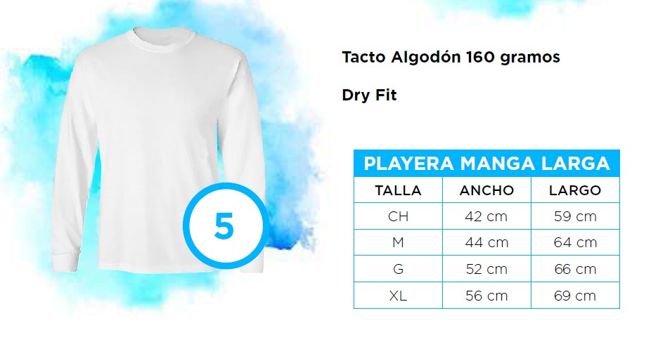 PLAYERA SUBLIMABLE UNISEX MANGA LARGA