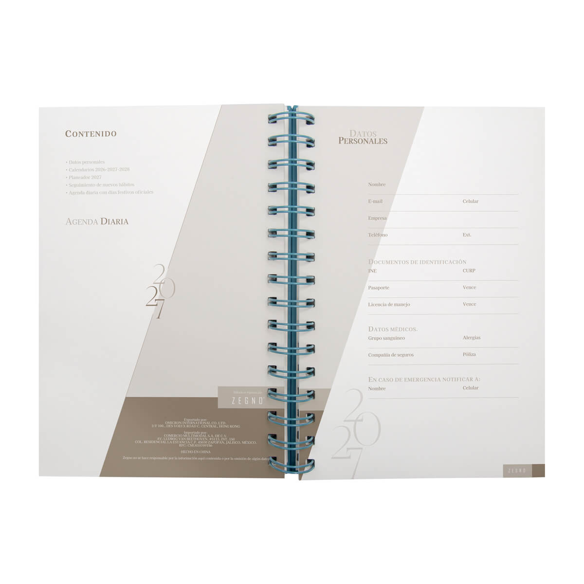 AGENDA DIARIA LETTE 2027