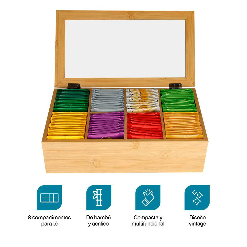 SET CAJA ORGANIZADORA DE BAMBÚ PARA TÉ