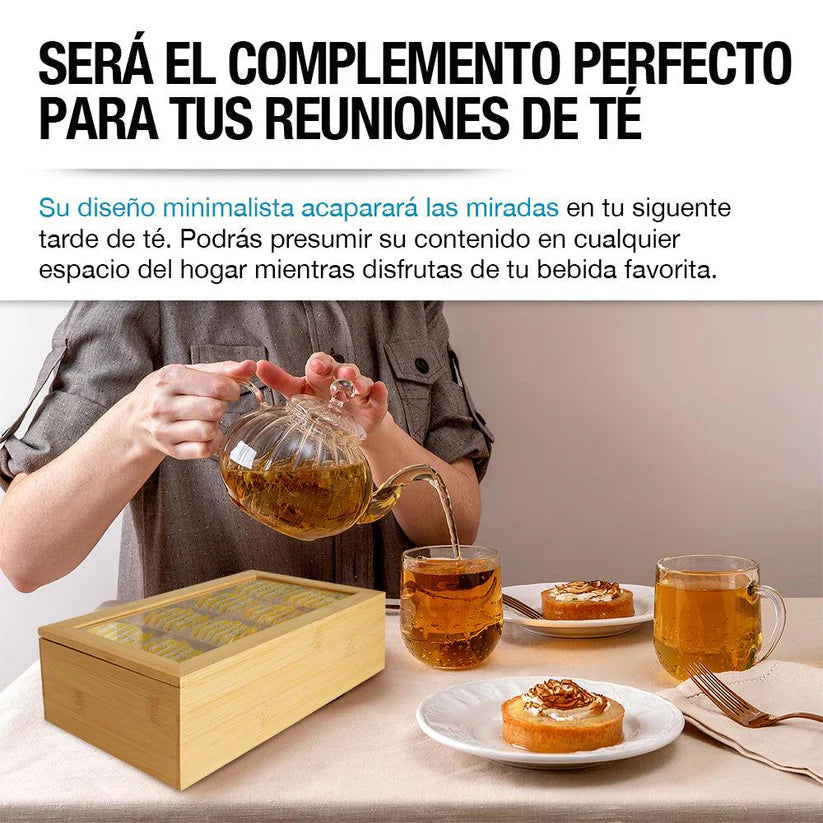 SET CAJA ORGANIZADORA DE BAMBÚ PARA TÉ