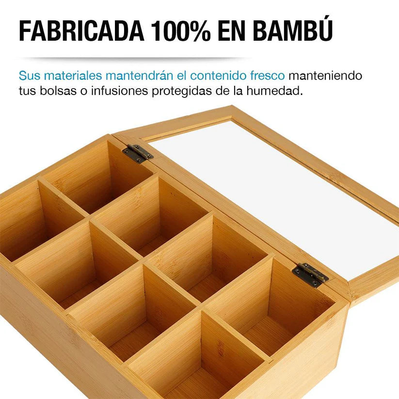 SET CAJA ORGANIZADORA DE BAMBÚ PARA TÉ