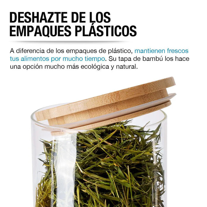 SET DE RECIPIENTES HERMÉTICOS DE VIDRIO 8 PZAS