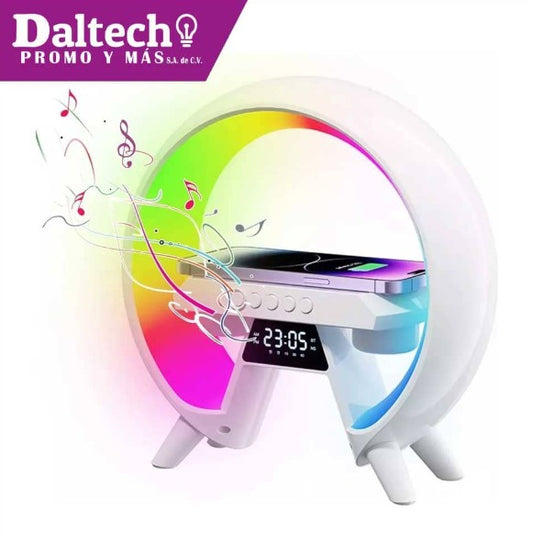 BOCINA DESPERTADOR LUZ LED DE NOCHE CARGADOR INALAMBRICO 4 EN 1